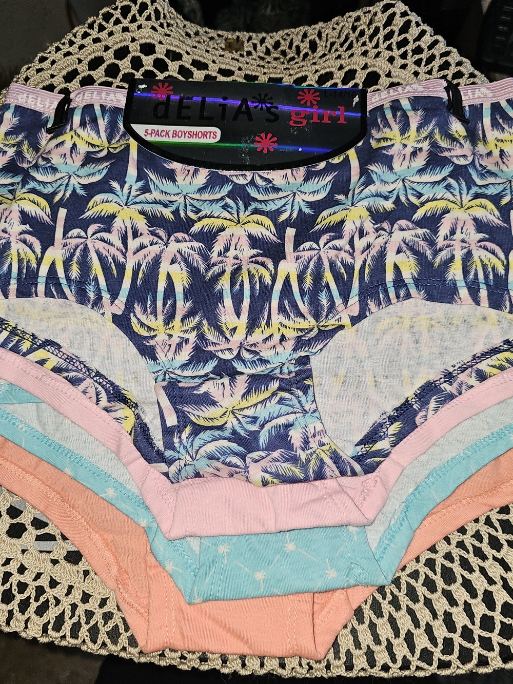 delia*s girl Tropical Palm Bikini Briefs - Pastel Multi Set Of 4 Not 5(22)
